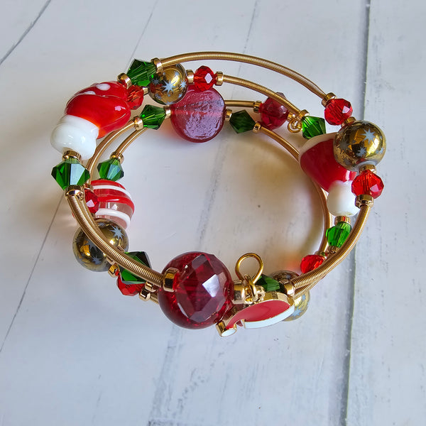 Christmas Lampwork Wraparound Bracelet
