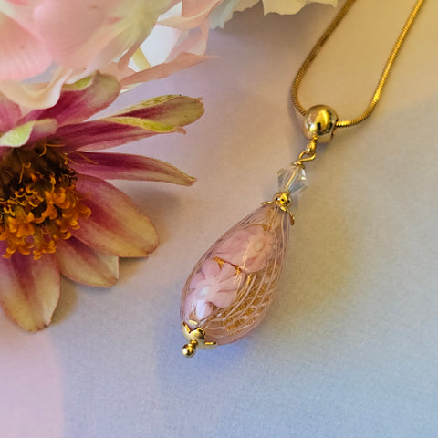 Pink Teardrop Murano Glass Pendant
