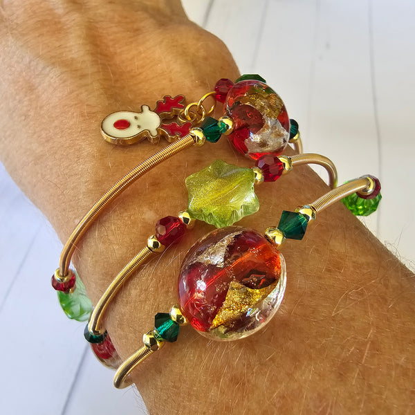 Christmas Lampwork Wraparound Bracelet