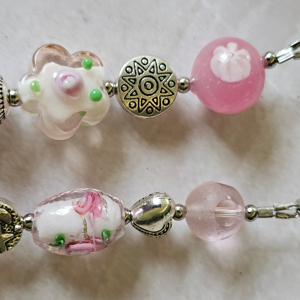 Long pink beaded necklace