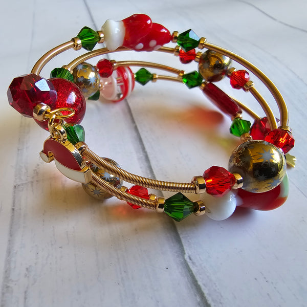 Christmas Lampwork Wraparound Bracelet