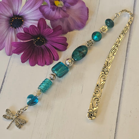 Bookmark Teal with Dragonfly