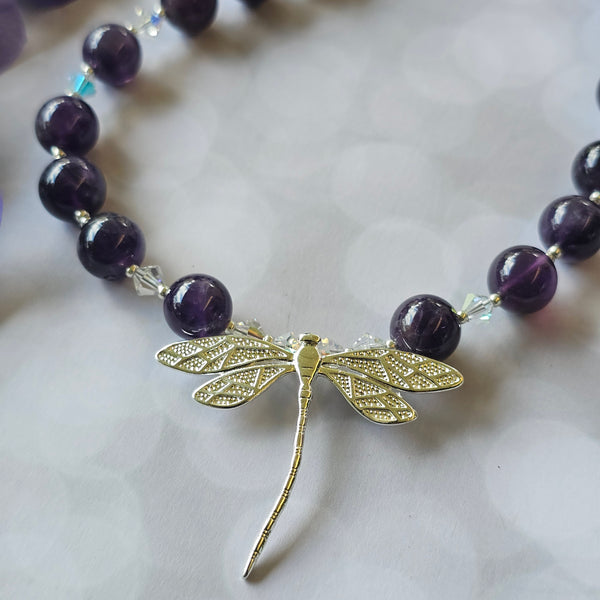 Amethyst Dragonfly Necklace