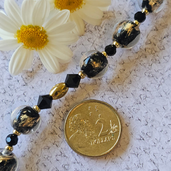Black and Gold Glass Necklace