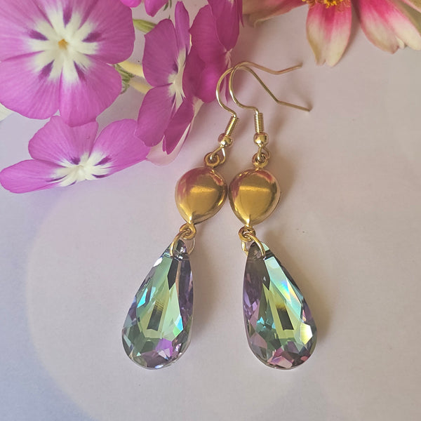 Crystal Flat Drop Earrings