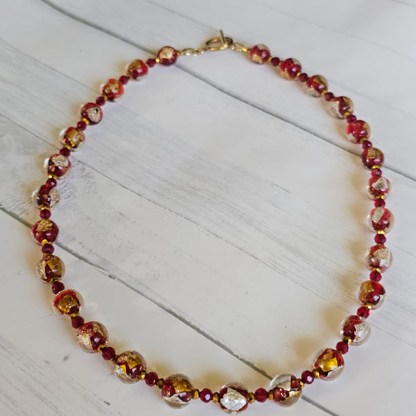 Red, Gold and Silver Necklace