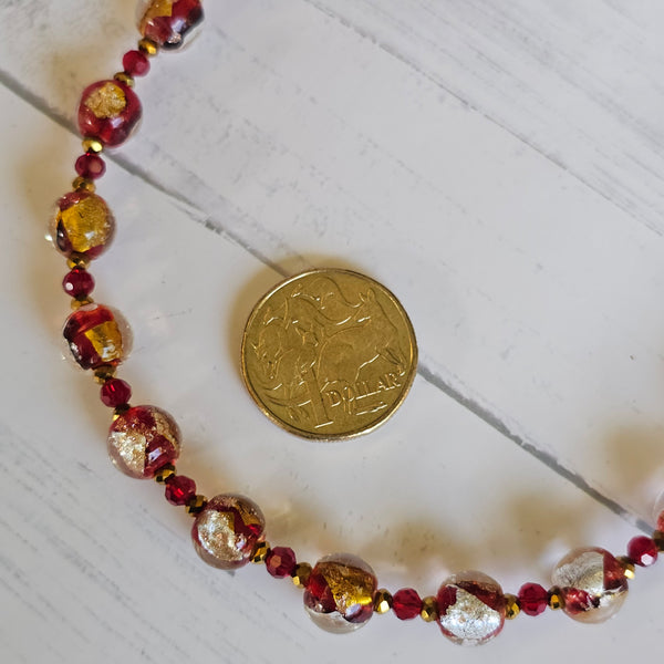 Red, Gold and Silver Necklace