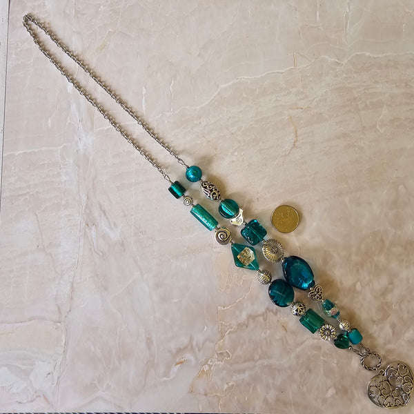 Long Teal Green Necklace