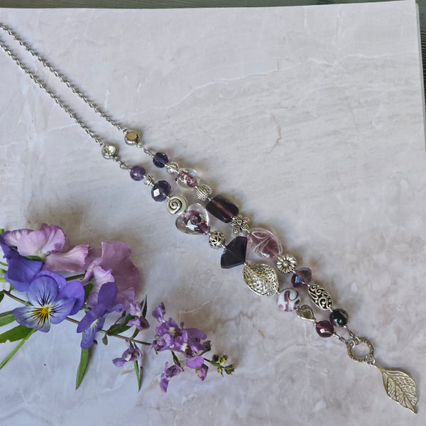 Long Purple/Amethyst Beaded Necklace