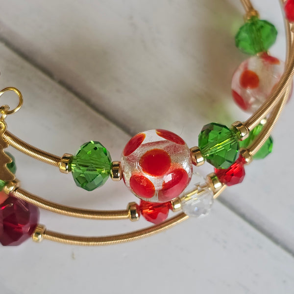 Christmas Lampwork Wraparound Bracelet