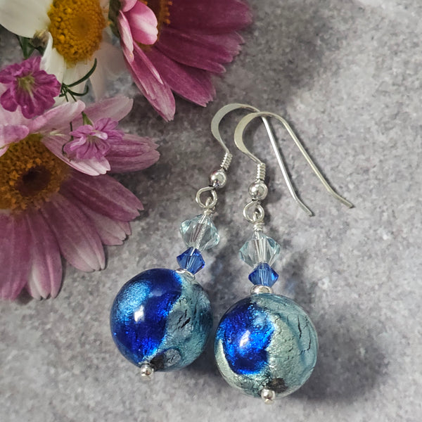 Machiavelli Silver Foil Murano Glass Earrings