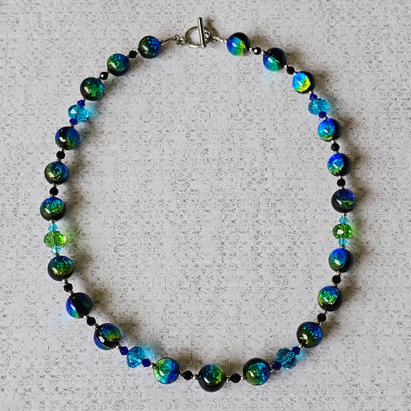Blue and Green Glass Necklace