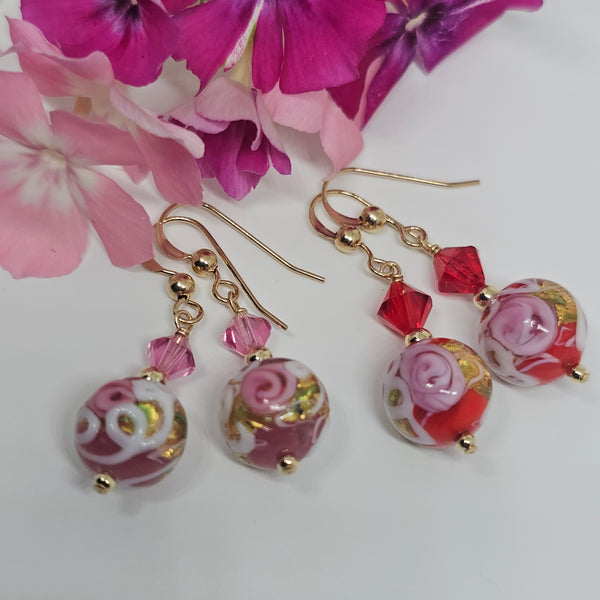 Wedding Cake Murano Glass Earrings 10mm
