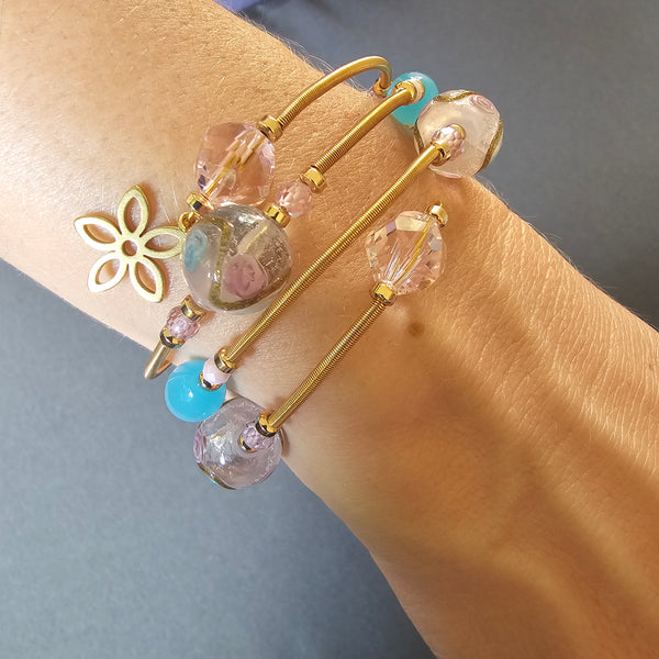 Wraparound Lampwork Bracelets - Gold