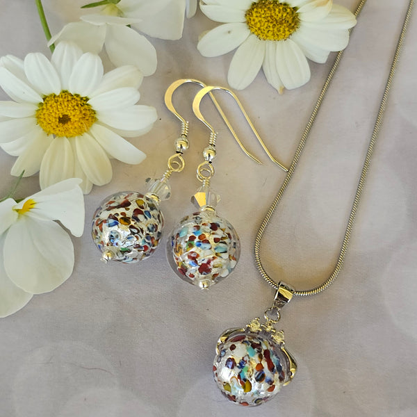 Murano Glass Multicoloured Silver Foil Pendant
